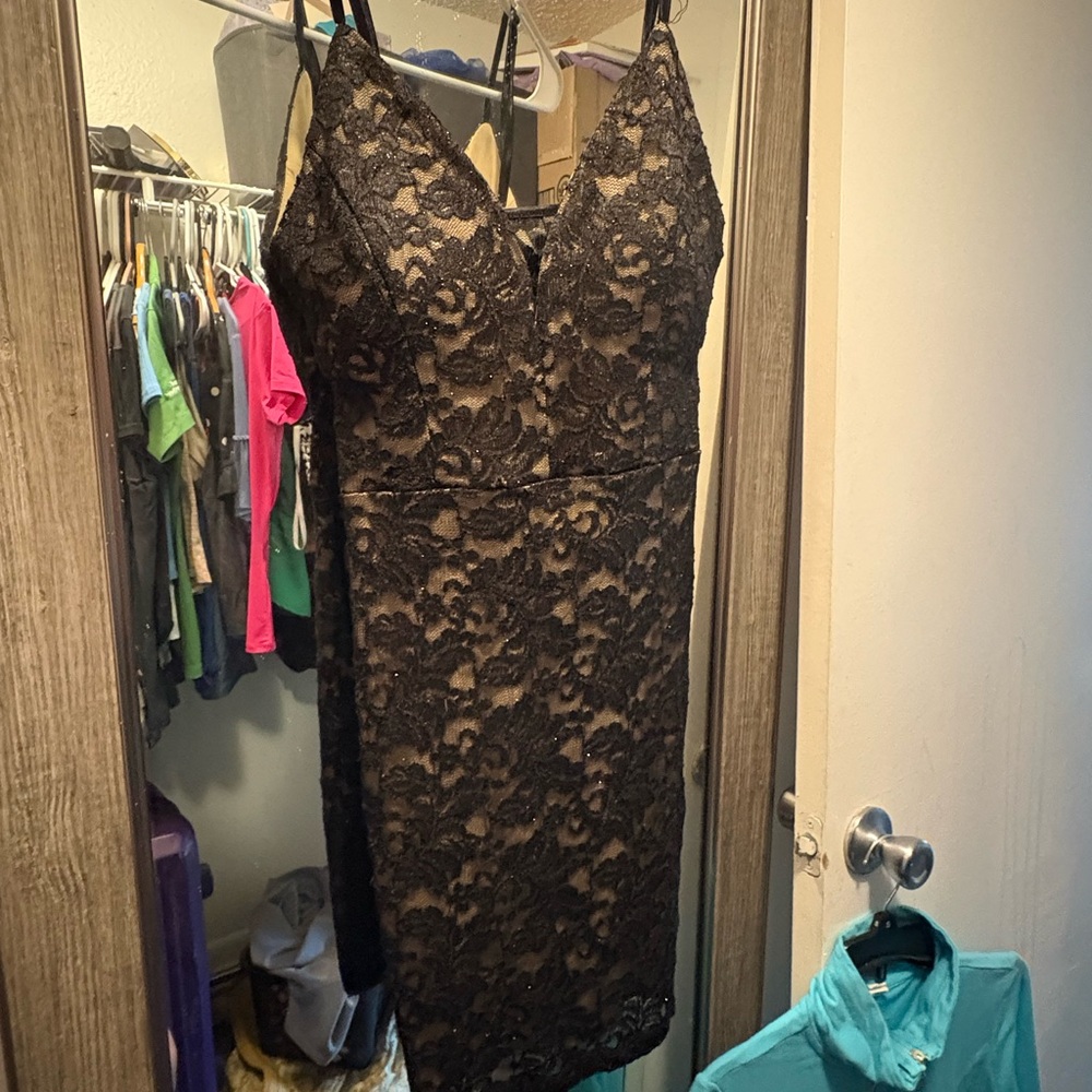 Honey and Rosie Black Lace Backless Dress